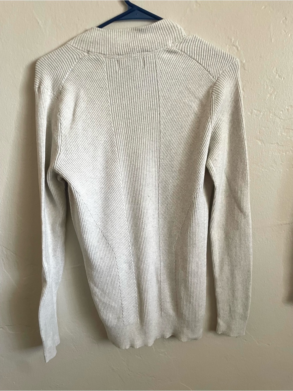 INC International Concepts Cream Ribbed Knit V-Neck Sweater Size M 100% Cotton - Picture 6 of 9